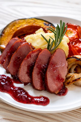 grilled duck breast with sauce