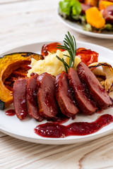 grilled duck breast with sauce