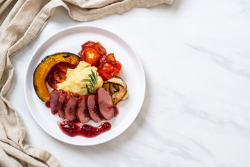 grilled duck breast with sauce