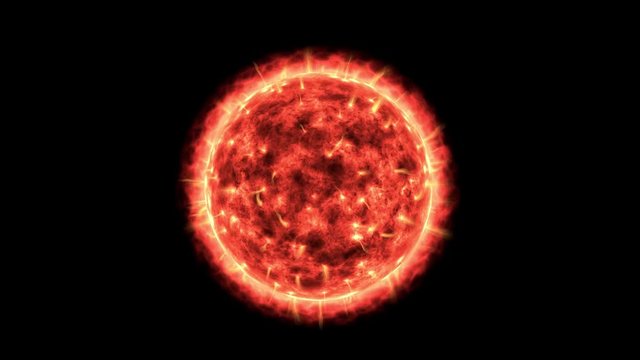 Large and Red Sun with a Black Background