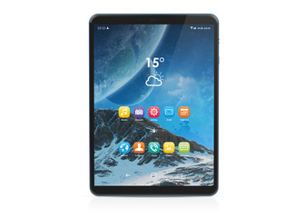 Modern tablet mockup isolated on white 3d rendering