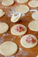 Preparation of pelmeni, ravioli, dumplings