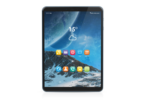 Modern tablet mockup isolated on white 3d rendering