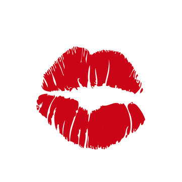 Vector woman red lipstick kiss mark print on white background Stock Vector  | Adobe Stock