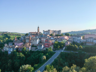 Fototapeta na wymiar costigliole d'asti town, Langhe and Monferrato region, Piedmont, Italy. Aerial view