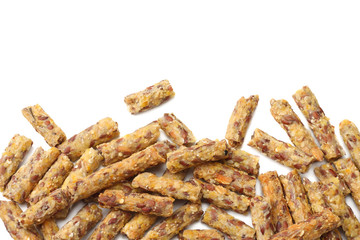 Granola breakfast isolated on white background. muesli. healthy food. fitness food. top view