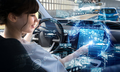 Autonomous car concept. Driverless vehicle.