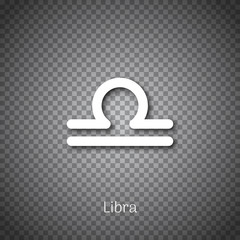 Libra astrological symbol with shadow isolated on transparent background. Star sign for individual astrology horoscope. Zodiac calendar system, mystic birthday constellation vector illustration.