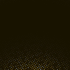 Vector abstract golden halftone pattern on black background. Gold luxury dotted design template