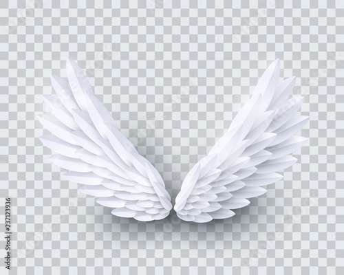 Download "Vector 3d white realistic layered paper cut angel wings ...