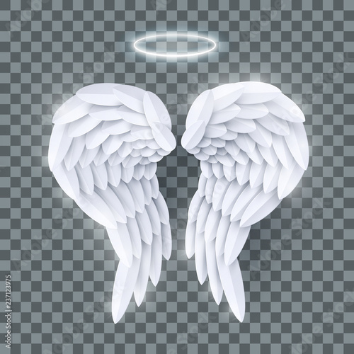 Download "Vector 3d white realistic layered paper cut angel wings ...