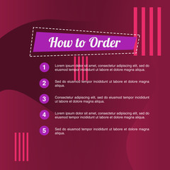 template illustration how to order, format order, Online payment, Payment options, call to action, online shop, social media. Modern design.