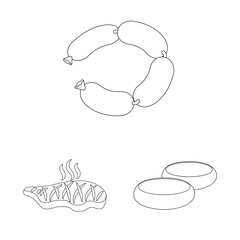 Vector design of meat and ham icon. Set of meat and cooking vector icon for stock.