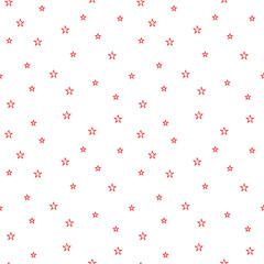 Christmas seamless pattern with red stars and white background.