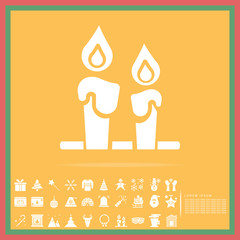 Christmas candle decoration solid icon set, vector, illustration