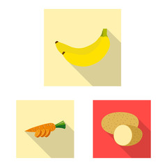 Isolated object of vegetable and fruit icon. Set of vegetable and vegetarian vector icon for stock.