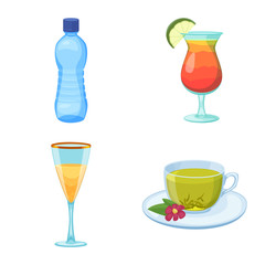 Vector illustration of drink and bar symbol. Set of drink and party stock vector illustration.