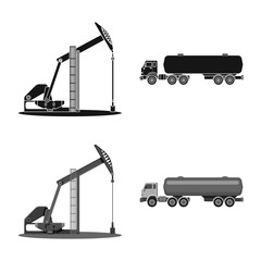 Vector illustration of oil and gas sign. Collection of oil and petrol stock vector illustration.