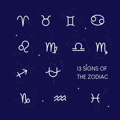 Fototapeta na wymiar 13 sign of the zodiac, Astronomy icon sign, Astrology symbol