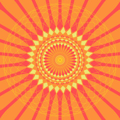 graphic abstract linear flower in warm yellow orange shades