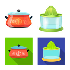 Isolated object of kitchen and cook logo. Set of kitchen and appliance stock vector illustration.