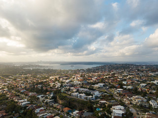Fototapeta premium Aerial view of Sydney suburb during the day.