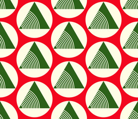 retro circles triangles seamless pattern green red