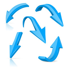 Blue shiny 3d arrows. Collection of web icons