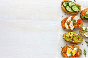 Fresh sandwiches from above with copy space