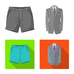 Vector design of man and clothing symbol. Set of man and wear vector icon for stock.