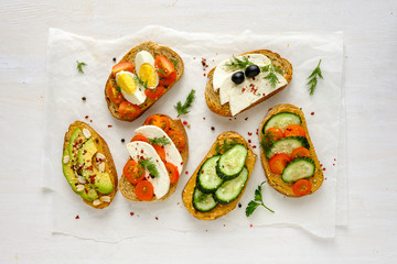 Fresh toast sandwiches from above