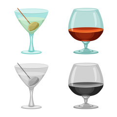 Vector illustration of drink and bar logo. Set of drink and party vector icon for stock.