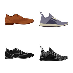 Vector design of shoe and footwear icon. Set of shoe and foot stock vector illustration.