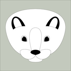 cartoon mink face vector illustration, lining draw , front 