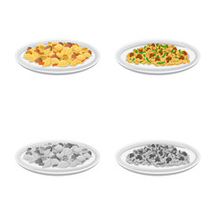 Vector design of pasta and carbohydrate icon. Collection of pasta and macaroni stock vector illustration.