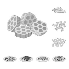 Vector illustration of pasta and carbohydrate icon. Set of pasta and macaroni stock vector illustration.