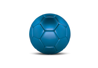 Purple bue soccer ball on white background. Realistic 3d Blue football ball. Blue football ball