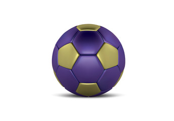 Blue Gold soccer ball on white background. Realistic 3d Blue football ball. Bronze blue football ball