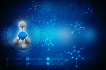 3d illustration of molecule model. Science background with molecule
