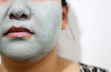 Close up beautiful women Face Mask pad.