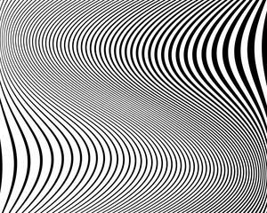 Optical art background. Wave design black and white. Digital image with a psychedelic stripes. Vector illustration 