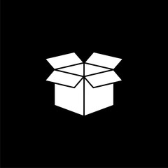 Open box icon or logo on dark background