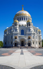 Fototapeta na wymiar Sea Cathedral of St. Nicholas in Kronstadt, St. Petersburg, Russia