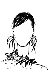 the face of a girl with her hair laid, feshion illustration