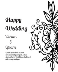 greeting card or invitation for wedding with floral vector art