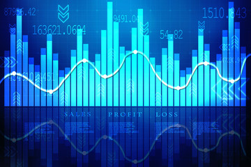 2d rendering Stock market online business concept. business Graph 