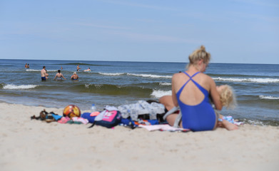 12 JULY 2018 - OSTROW, POLAND: Polish Baltic sea during summer