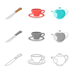 Vector illustration of kitchen and cook logo. Set of kitchen and appliance stock vector illustration.