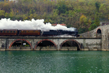 stean locomotive in the countryside