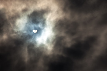 Naklejka na ściany i meble solar eclipse, sky in clouds, skylight